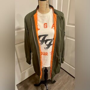 🧡Olive Green Bomber Jacket with Orange Lining Women’s